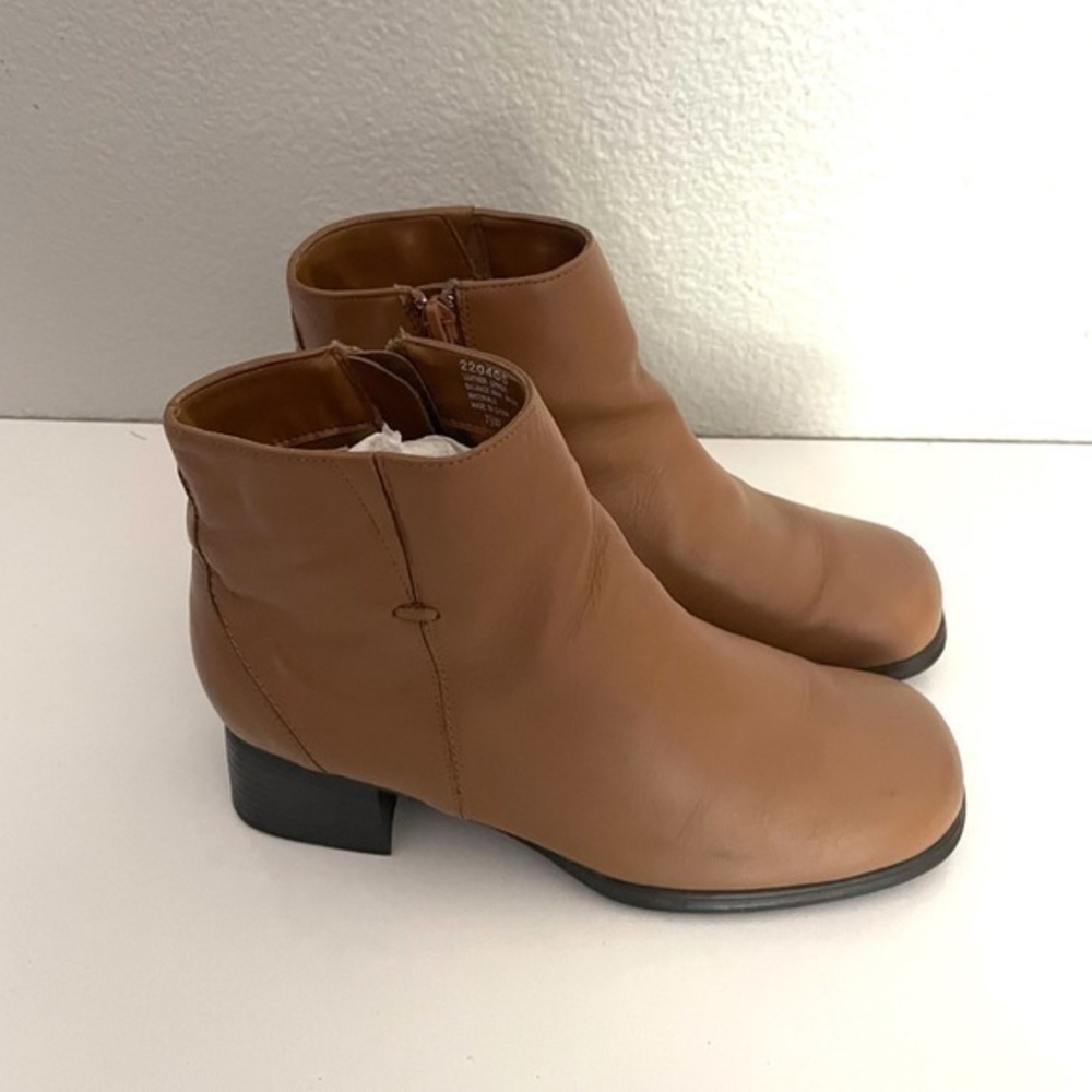 AJ VALENCI COMFORT tan leather ankle square toe boots size 7.5W